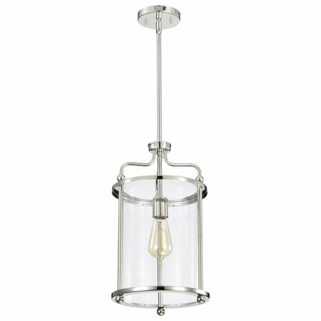 NUVO Yorktown 1-Light Pendant - Polished Nickel Finish - Clear Glass 60/7955